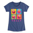 thumbnail image 1 of Sesame Street - Telly Grid - Girls Fitted Short Sleeve Graphic T-Shirt, 1 of 4