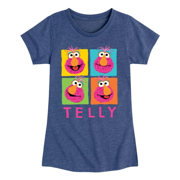 Sesame Street - Telly Grid - Girls Fitted Short Sleeve Graphic T-Shirt