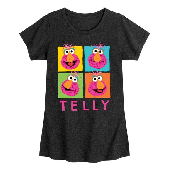 Sesame Street - Telly Grid - Girls Fitted Short Sleeve Graphic T-Shirt
