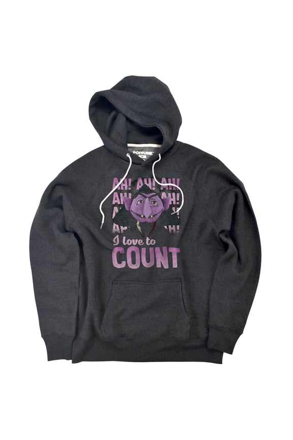 The Count Ah! Ah! Ah! Unisex Adult Slim Fit Pull-Over Heather Hoodie, Charcoal, Small