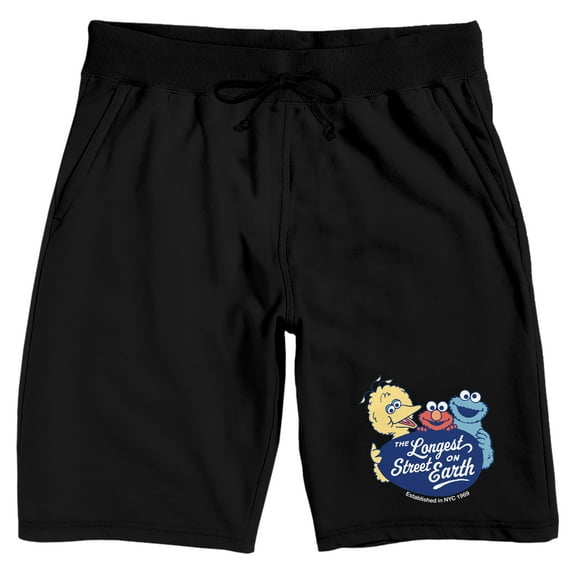 Sesame Street The Longest Street On Earth Adult Black Sleep Pajama Shorts-Medium