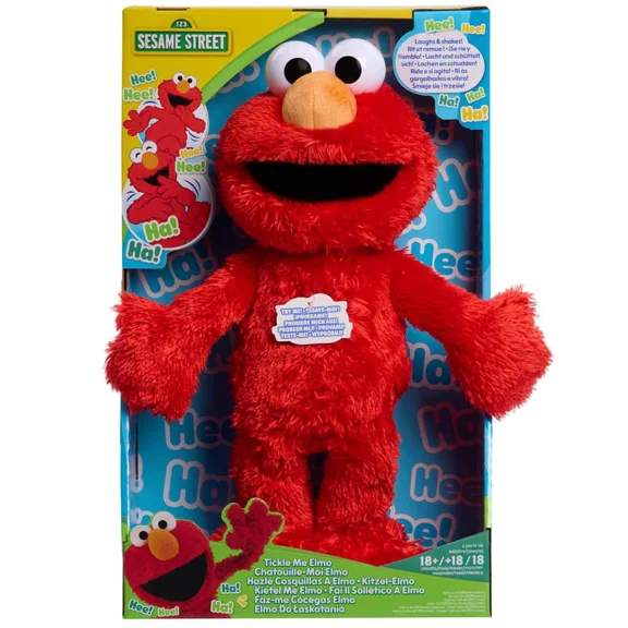 Sesame Street Tickle Me Elmo 13.5-inch Plush Doll, Laughs, Wiggles, and Giggles, Red