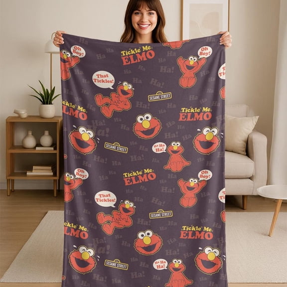 Sesame Street Tickle Me Elmo Quote Repeat Flannel Blanket 36x58 Inches