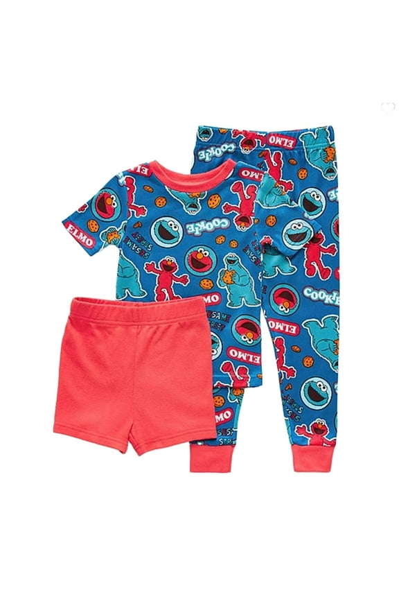 Toddler Boy's Elmo and Cookie Monster 3-Piece Pajama Set, Size 4T
