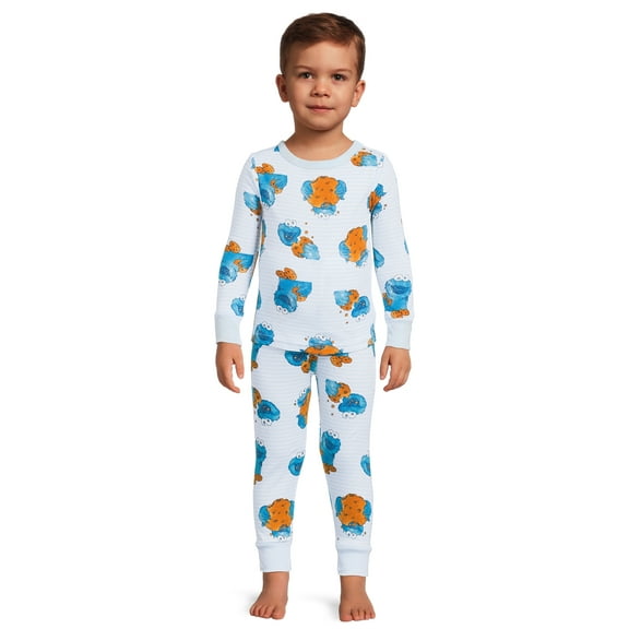 Sesame Street Toddler Boys Long Sleeve Top and Pants, 2-Piece Pajama Set, Sizes 12M-5T