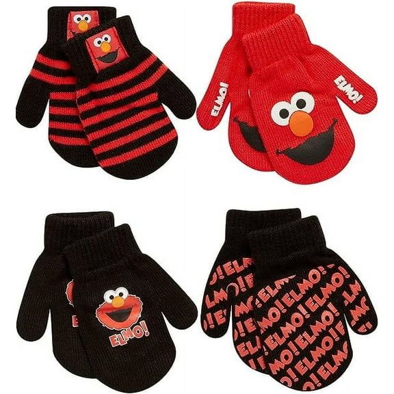 Sesame Street Toddler Boys’ Mittens – Elmo, Cookie Monster, Big Bird, Oscar the Grouch (2T-4T)