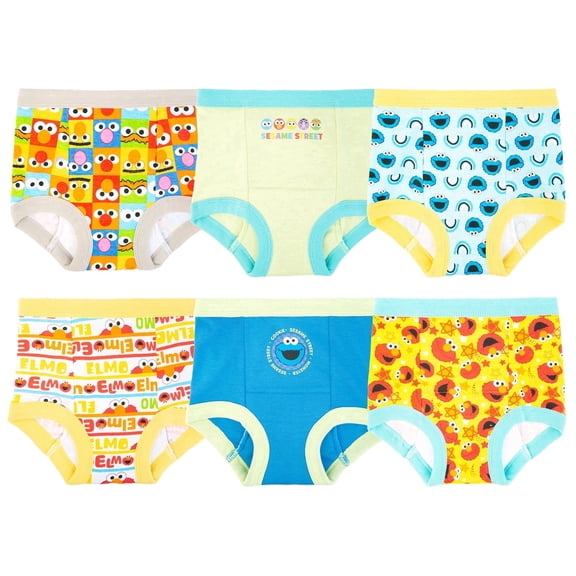 Sesame Street Toddler Boys Training Pants 6 pack, Size 2T, Assorted