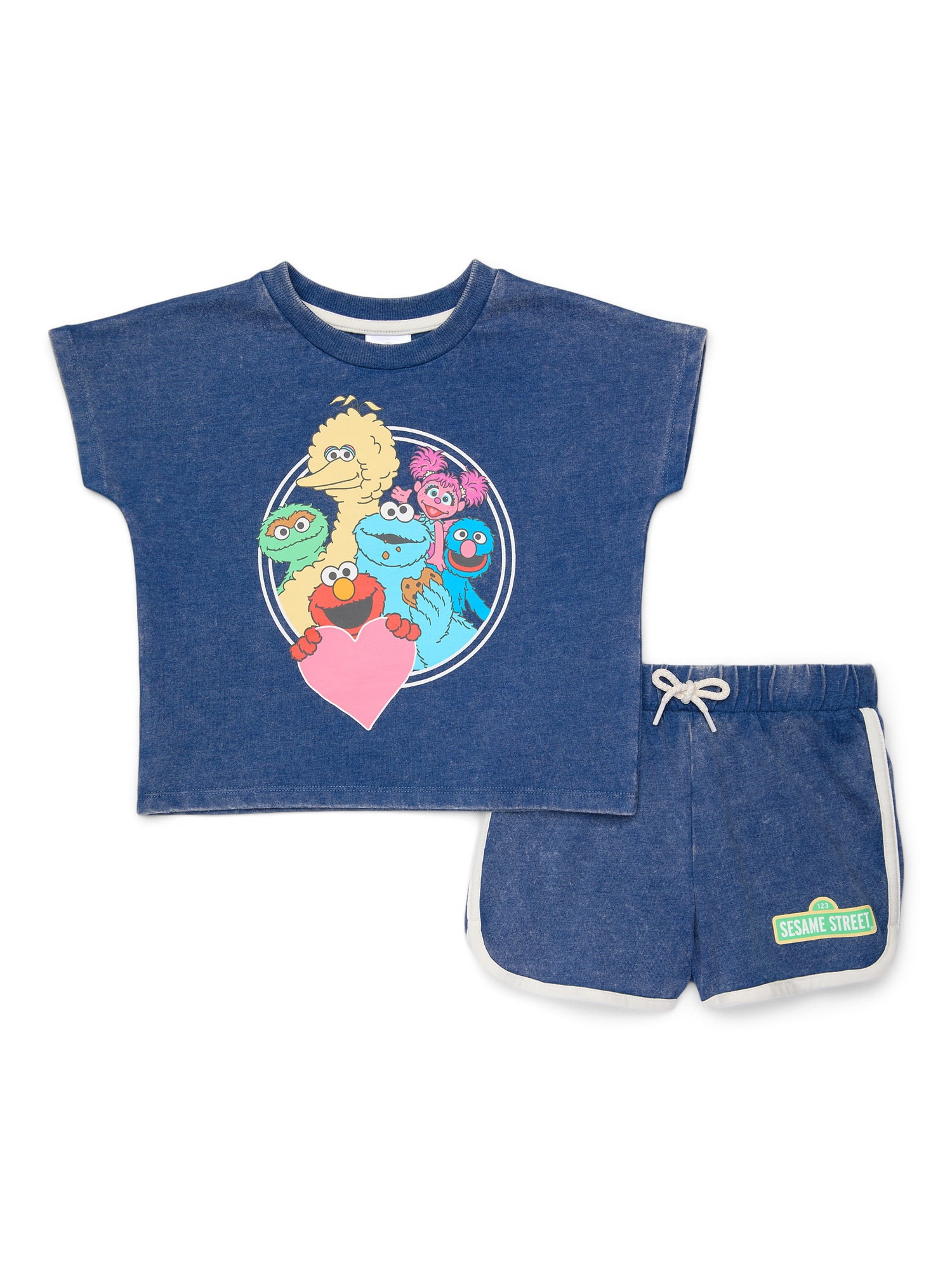 Sesame Street Toddler Girl Graphic TShirt and Shorts Set, 2Piece