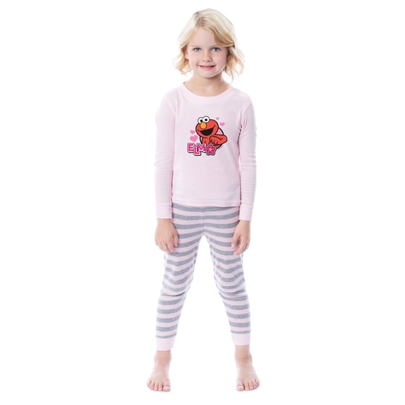 Sesame Street Toddler Girls' Elmo Flower 2 Piece Long Sleeve Pajama Set