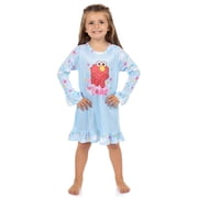 Sesame Street Toddler Girls Elmo Pajama Sweet Dreams Long Sleeve Raglan Ruffle Night Gown
