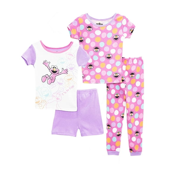Sesame Street Toddler Girls Four-Piece Pajama Set Female, Violet, Size: 4T