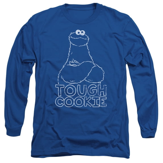 Sesame Street Touch Cookie Long Sleeve Adult 18/1 T-Shirt Royal Blue