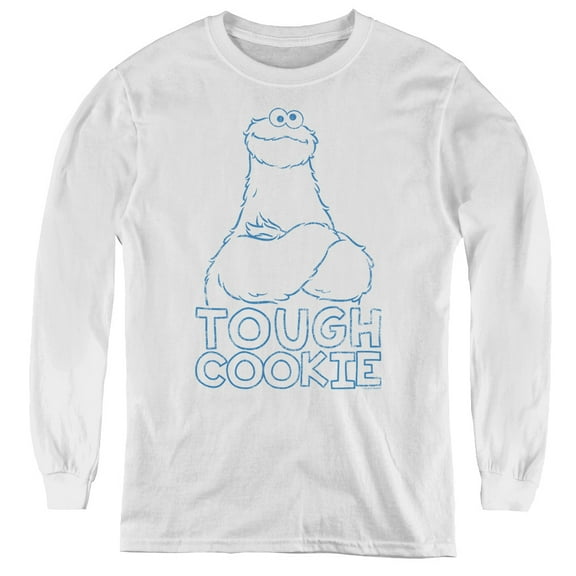 Sesame Street Tough Cookie Youth Long Sleeve Tee White