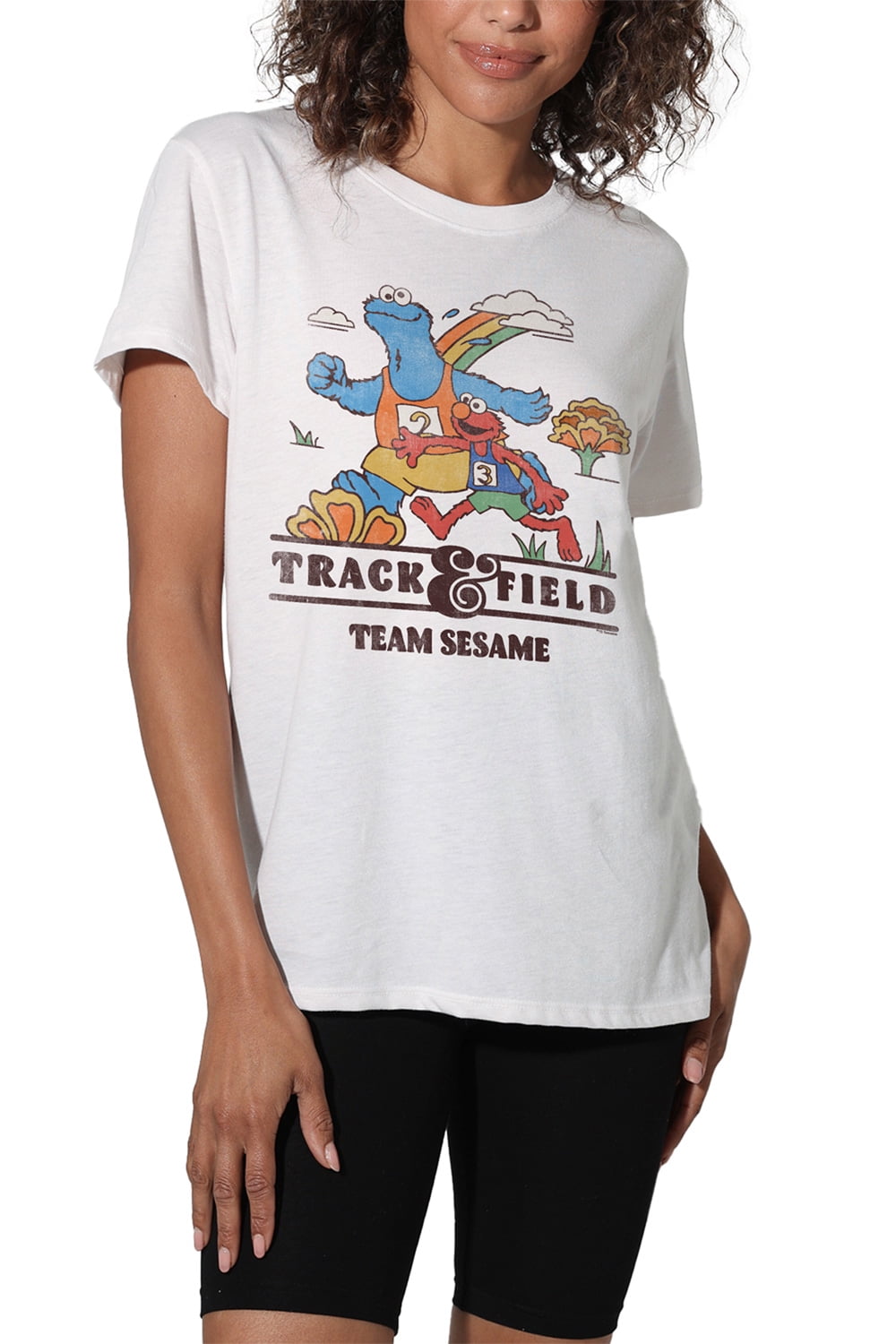 Sesame Street Track & Field Women's Loose T-Shirt, White, 2X-Large