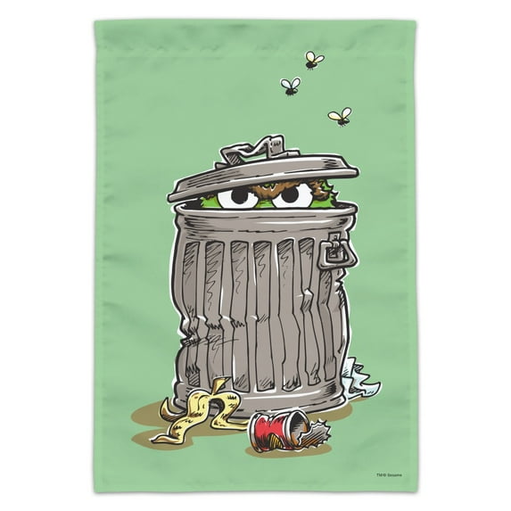 Sesame Street Trash Can Oscar the Grouch Garden Yard Flag