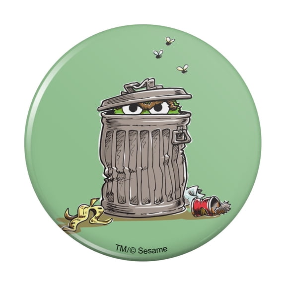Sesame Street Trash Can Oscar the Grouch Pinback Button Pin