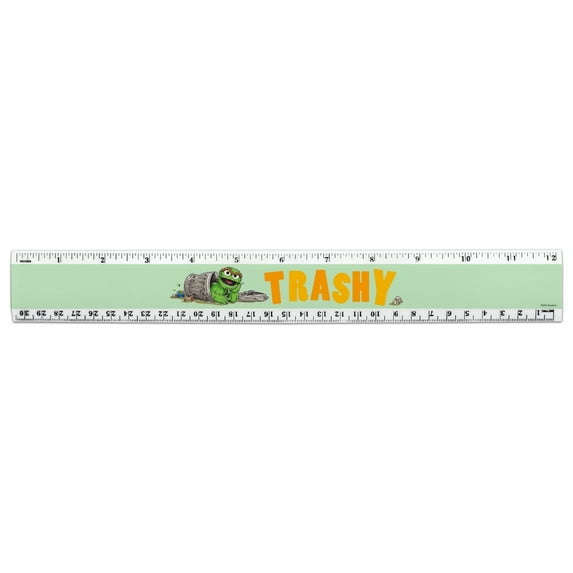 Sesame Street Trashy Oscar the Grouch 12 Inch Standard and Metric Plastic Ruler