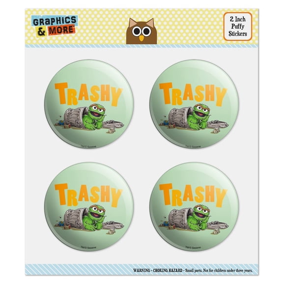 Sesame Street Trashy Oscar the Grouch Puffy Bubble Dome Scrapbooking Crafting Sticker Set