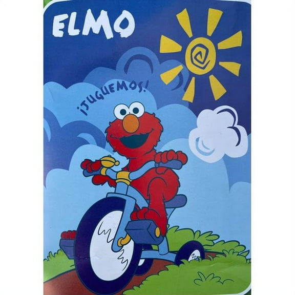 Sesame Street Tricycle Juguemos Elmo Plush Throw Blanket- Twin Size