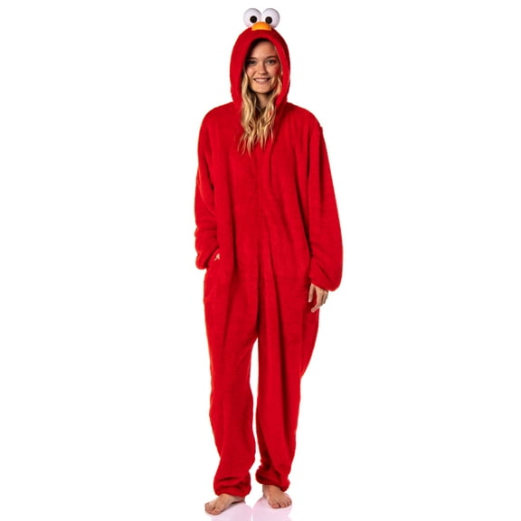 Sesame Street Adult Character Hooded Costume Pajama Union Suit Kigurumi Fleece 1PC Loungewear For Men Women Sleepwear
