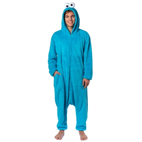Sesame Street Adult Character Hooded Costume Pajama Union Suit Kigurumi Fleece 1PC Loungewear For Men Women Sleepwear