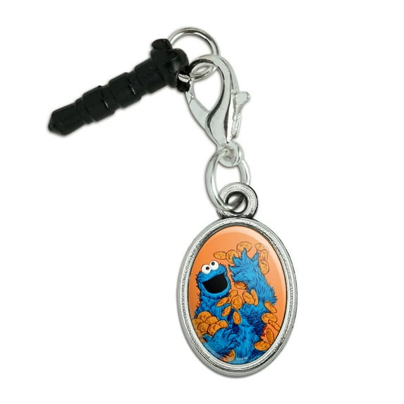 Sesame Street Vintage Cookie Monster Mobile Cell Phone Headphone Jack Oval Charm fits iPhone iPod Galaxy