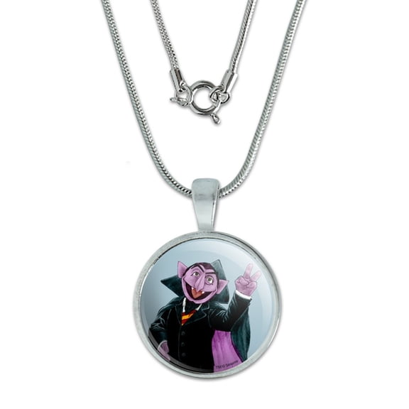 Sesame Street Vintage Count Von Count 0.75" Pendant with Sterling Silver Plated Chain