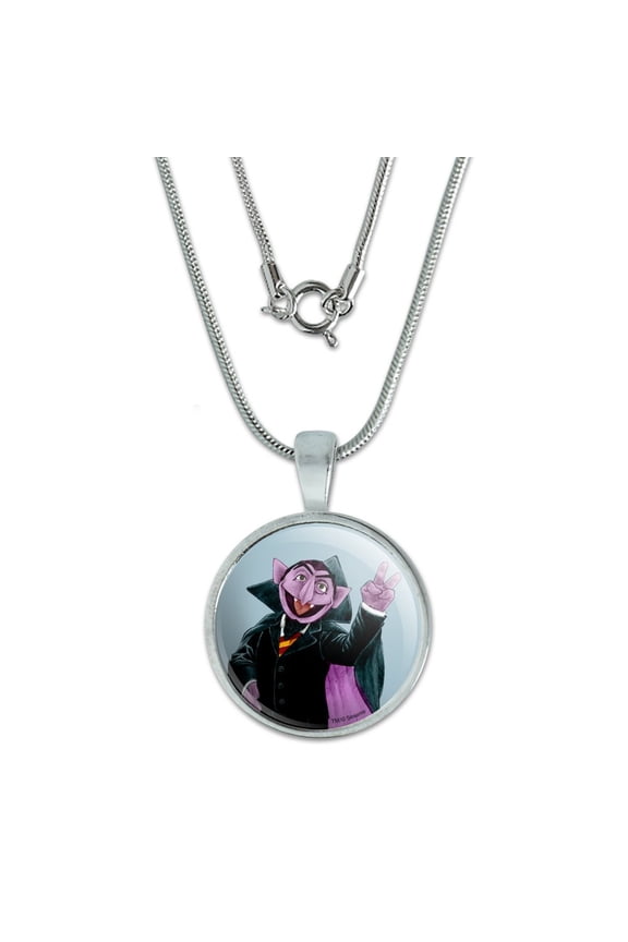 Sesame Street Vintage Count Von Count 0.75" Pendant with Sterling Silver Plated Chain