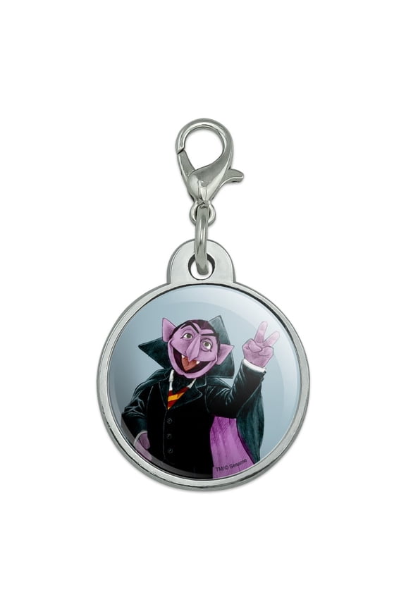 Sesame Street Vintage Count Von Count Chrome Plated Metal Pet Dog Cat ID Tag