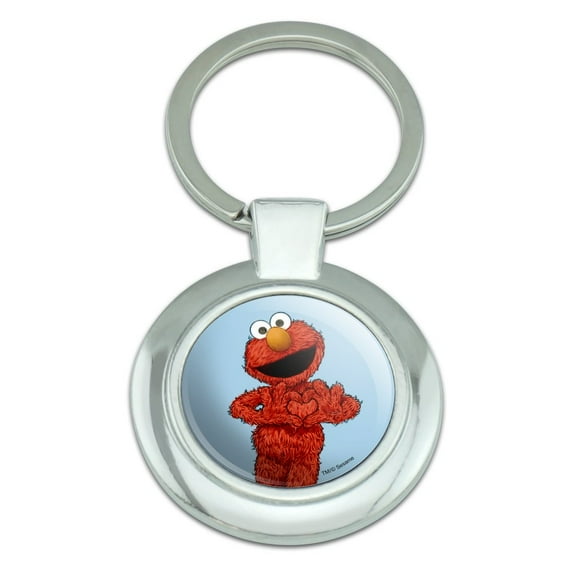 Sesame Street Vintage Elmo Keychain Classy Round Chrome Plated Metal