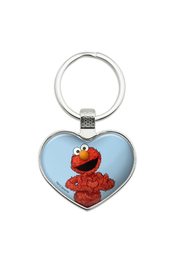 Sesame Street Vintage Elmo Keychain Heart Love Metal Key Chain Ring