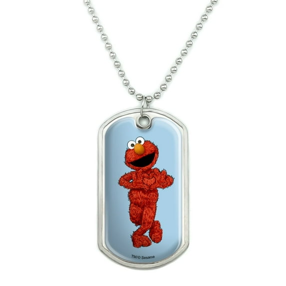 Sesame Street Vintage Elmo Military Dog Tag Pendant Necklace with Chain