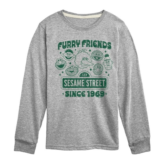 Sesame Street - Vintage Furry Friends With Logo - Toddler and Youth Long Sleeve T-Shirt