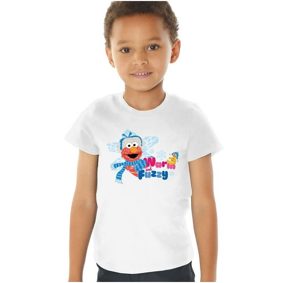 Sesame Street Warm And Fuzzy Holiday Elmo Kids T Shirt (2) for Toddler Boys and Girls, White