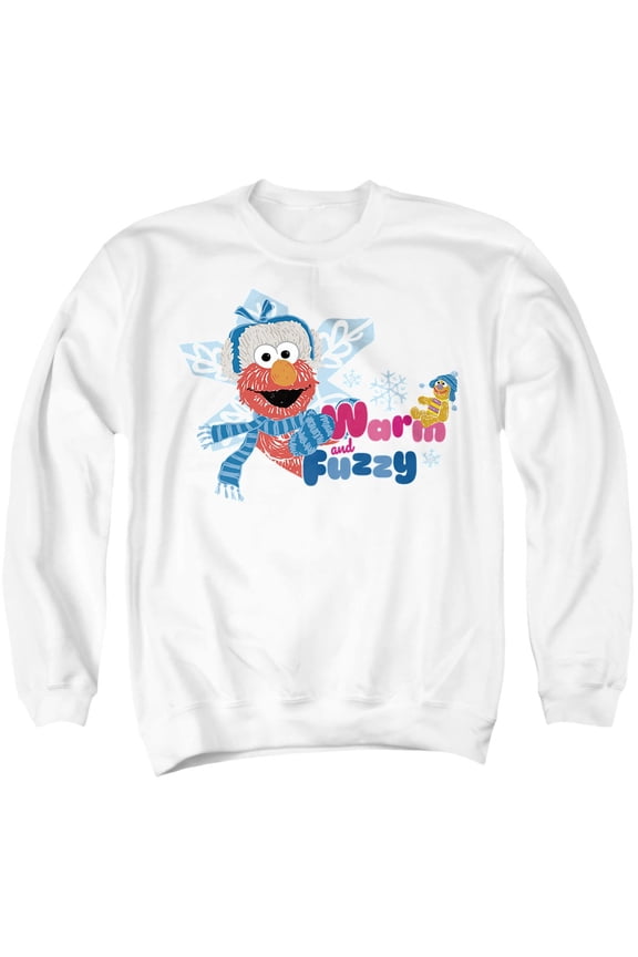 Warm And Fuzzy Holiday Elmo Unisex Adult Crewneck Sweatshirt, White, 2X-Large