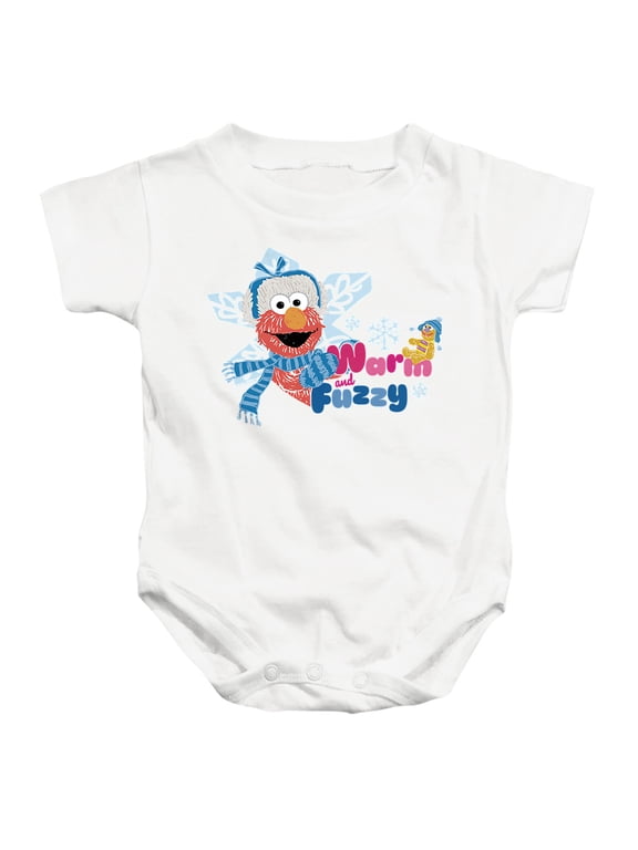 Warm And Fuzzy Holiday Elmo Unisex Infant Snap Suit for Baby, White, Medium