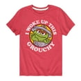 thumbnail image 1 of Sesame Street - Woke Up This Grouchy - Toddler and Youth Short Sleeve Graphic T-Shirt, 1 of 5