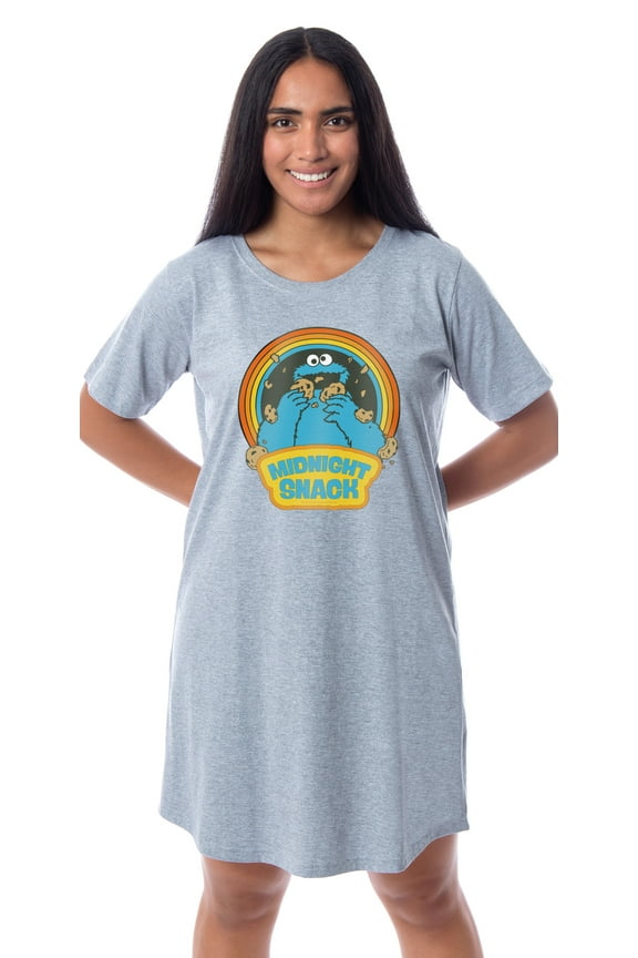 Sesame Street Women's Cookie Monster Midnight Snack Nightgown Pajama Dress