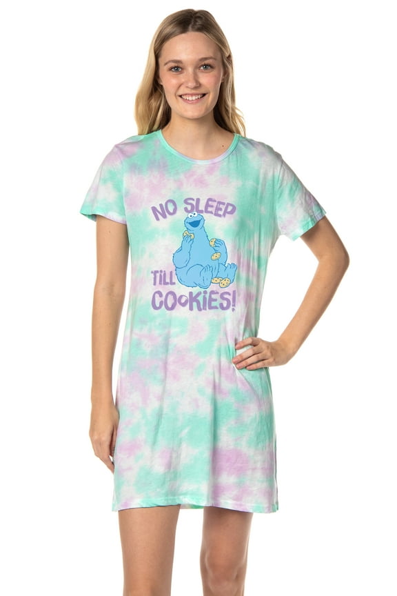 Sesame Street Women's Cookie Monster Nightgown Sleep Pajama Shirt For Adults