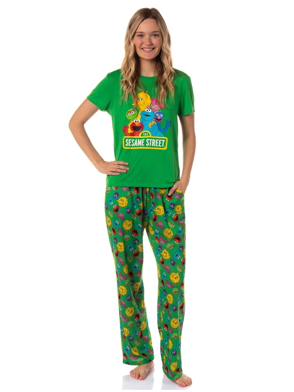 Sesame Street Women's Elmo And Friends Cookie Monster Sleep Pajama Set