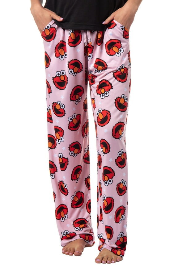 Sesame Street Women's Elmo Muppet Face Tossed Print Sleep Pajama Pants