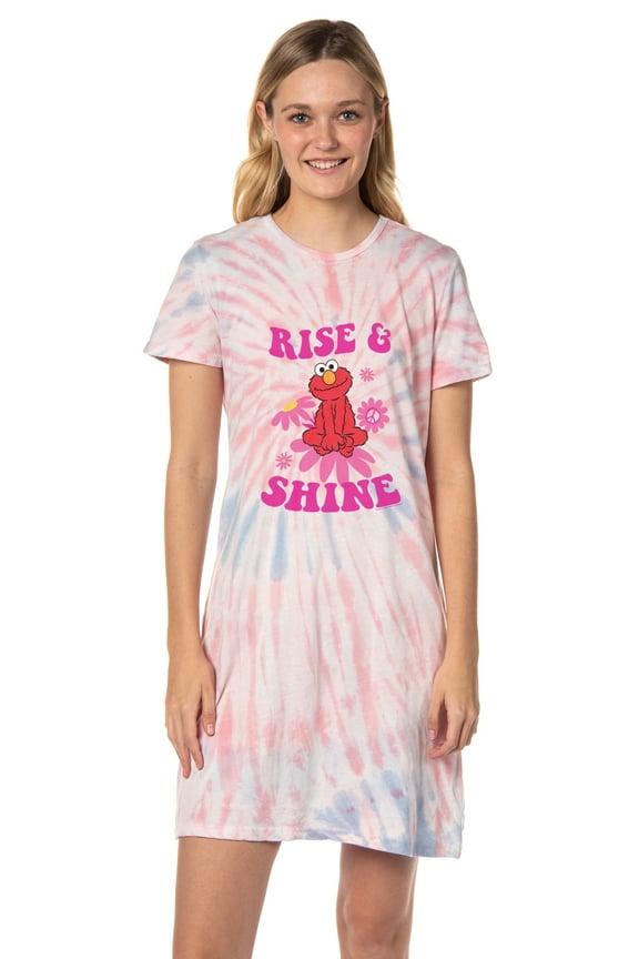 Sesame Street Women's Elmo Rise and Shine Nightgown Sleep Pajama Shirt
