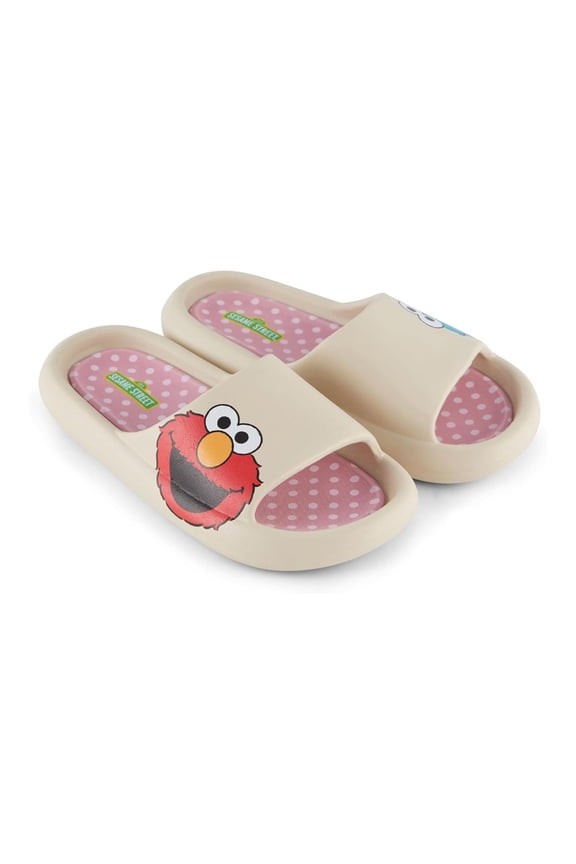 Women’s Slide, Printed Cozy Comfort Foam Elmo Slippers Beige - 8