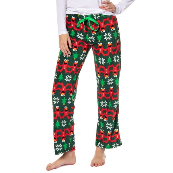Sesame Street Womens' Elmo Ugly Christmas Sweater Fleece Pajama Lounge Pants
