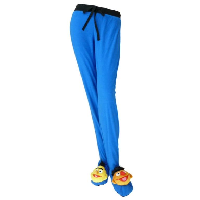 Sesame Street Womens Fleece Bert Ernie Sleep Pants Footed Pajama Bottoms Small