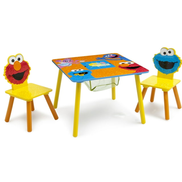 Sesame Street Wood Kids Storage Table and Chairs Set by Delta Children, Greenguard Gold Certified