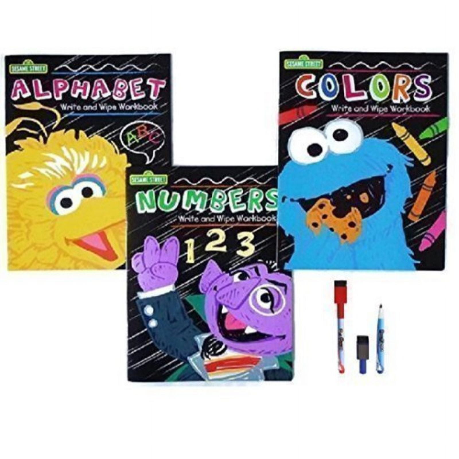 Sesame Street Write and Wipe Workbooks Numbers, Colors and Alphabet