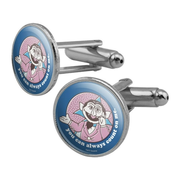 Sesame Street You Can Count on Me Round Cufflink Set Silver Color