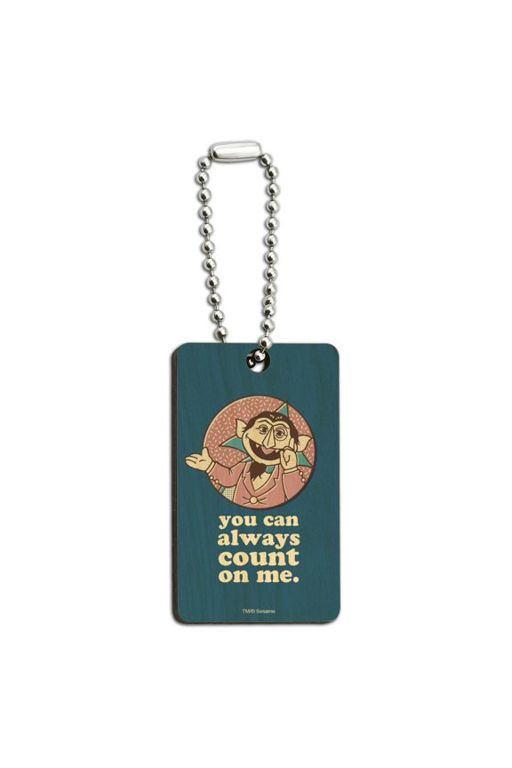 Sesame Street You Can Count on Me Wood Wooden Rectangle Keychain Key Ring