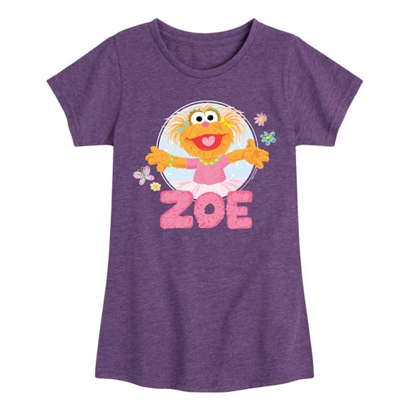 Sesame Street - Zoe Scribble - Girls Fitted Short Sleeve Graphic T-Shirt